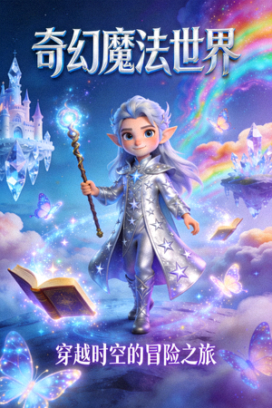 动画电影海报：奇幻角色与魔法世界